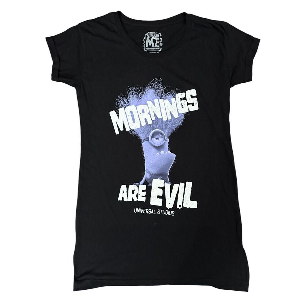 Despicable Me Minion Mayhem Mornings are Evil‎ Universal Studios Black Pijama S